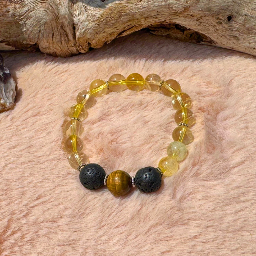 Citrine + Lava Beads + Tigers Eye
