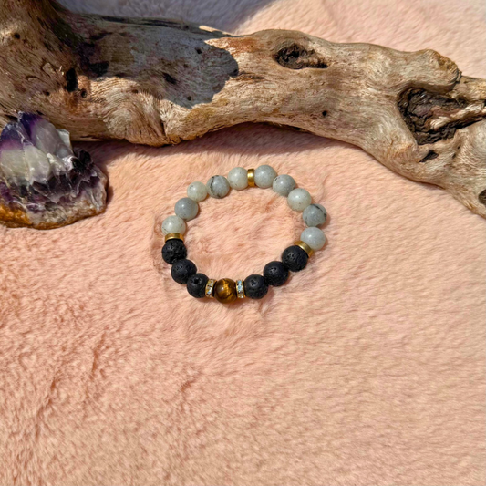 Labradorite + Lava Beads + Tigers Eye