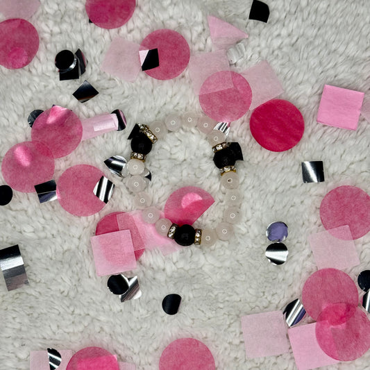 Rose Quartz + Lava Beads